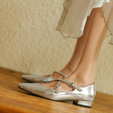 Amozae-2025 New French Cross-Strap Split Leather Mary Jane Shoes Women Ballet Flats Low Heel Square Toe for Dresses Summer Casual Pumps