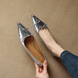 Amozae-New Women's Slip-On Wedge Heel Pointed Toe Shallow Butterfly-knot Decorated Casual Pumps Cute Versatile Flats for Office Commute