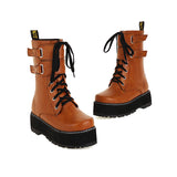Amozae-Back To School Gifts Double Row Metal Belt Martin Boots