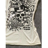 Amozae-Punk T Shirts Vintage Clothes Women 90s Top Summer Slim Gothic Streetwear Hip Hop White Tees Shirt Harajuku Skull Femme Y2K Tops