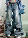 Amozae-Vintage Denim Star Patch Boyfriend Jeans/Vintage Denim Star Patch Boyfriend Jeans- Streetwear y2k outfits Fall Outfits Christmas Thanksgiving Gift New Year's Eve