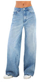 Amozae-Vintage Blaue Vielseitige Boyfriend Jeans mit Wasch Effekt- Streetwear y2k outfits Fall Outfits Christmas Thanksgiving Gift New Year's Eve