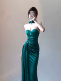 Amozae-dress to impress party dress nye outfits Green Sexy Prom Dress Strapless Slit Party Dres YM1735