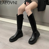 Amozae-New Woman Knee High Boots Fashion Zippers Ladies Elegant Thick Bottom Long Boots Shoes Winter Women's Boots-Platform boots