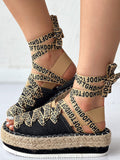 Amozae-Letter Strappy Platform Sandals