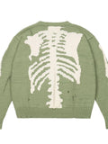 Amozae-Green oversized skeleton knit jumper- Streetwear y2k outfits Fall Outfits Christmas Thanksgiving Gift New Year's Eve