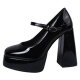 Amozae-2025 Platform Heels Retro Women Shoes Branded Pumps Sandals Ladies Round Toe Lace-Up Mary Jane Slip On Fashion African Black Bei