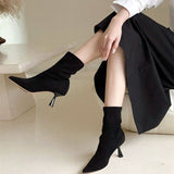 Amozae-Winter Women Pointed Toe Sock Boots Fashion Short Booties Designer High Heels Shoes Botas Mujer-Platform boots