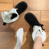 Amozae-Winter Warm Cotton Women Modern Boots Fashion Slip On Short Booties Concise Square Heels Shoes-Platform boots