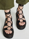 Amozae-Criss Cross Leather Flats Sandals