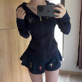 Amozae-Hoodies Zip Up Hooded Women Clothing Slim Oversized Tops Punk Sexy Casual Korea Sweatshirt Gothic Kawaii Sweet Girl Coat Y2k Top