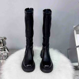 Amozae-Vintage Women Knee High Boots Fashion Platform Thick Heel Shoes Autumn Winter Ladies Knight Long Botas De Mujer-Platform boots