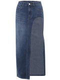 Amozae-Maxi denim skirt with a high side slit- Streetwear y2k outfits Fall Outfits Christmas Thanksgiving Gift New Year's Eve