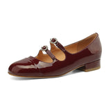 Amozae-Women Flat Heels Genuine Leather Shoes Summer Fashion Mary Jane Shoes Ladies Round Toe Belt Buckle Classic Casual Pumps