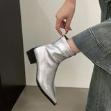 Amozae-Pointed Toe Women Slim Ankle Boots Fashion Square Low Heel Ladies Elegant Back Zippers Short Booties Women's Footwear-Platform boots