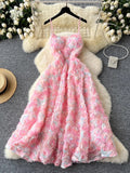 Amozae-back to school outfits French Chic Mesh Flower Formal Occasion Dresses Pretty Strapless Pink Party Dress Women New Design Ball Gown Robe Clothing 2025