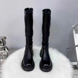 Amozae-Vintage Women Knee High Boots Fashion Platform Thick Heel Shoes Autumn Winter Ladies Knight Long Botas De Mujer-Platform boots