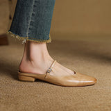 Amozae-2025 New Spring Summer Genuine Cow Leather Women's Cover Toe Mule Sandals Slip-On Flat Shoes Outdoor Casual Comfortable Slippers