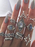 Amozae-11-piece vintage ring set with different patterns- Streetwear y2k outfits Fall Outfits Christmas Thanksgiving Gift New Year's Eve