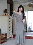 Amozae-dress to impress party dress nye outfits New Elegant And Gentle Long Dress Gray Party Dress YM1681