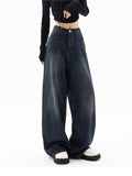 Amozae-Dark blue 90s vintage baggy boyfriend jeans- Streetwear y2k outfits Fall Outfits Christmas Thanksgiving Gift New Year's Eve