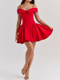 Amozae-nye outfits back to school dress  Elida Off Shoulder Mini Dress