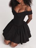 Amozae-nye outfits back to school dress  Elida Off Shoulder Mini Dress