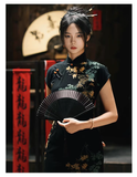 Amozae-dress to impress party dress nye outfits New Chinese Style Retro Printed Prom Dress Improved Cheongsam Dress YM1657
