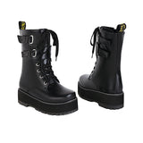 Amozae-Back To School Gifts Double Row Metal Belt Martin Boots