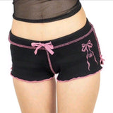 Amozae-Bow Y2K Short Sweet Gothic Aesthetic High waist Grunge Hot pants Hip Hop Spice Girls Streetwear Punk  Casual Summer Pink Shorts