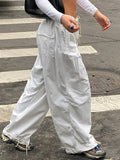 Amozae-White Low Waist Parachute Cargo Pants- Streetwear y2k outfits Fall Outfits Christmas Thanksgiving Gift New Year's Eve