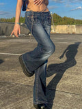 Amozae-Faded vintage cargo jeans flared pants with pockets- Streetwear y2k outfits Fall Outfits Christmas Thanksgiving Gift New Year's Eve