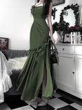 Amozae-dress to impress party dress nye outfits Pretty Mermaid Green Long Ruffles Prom Dress YM1625