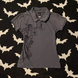 Amozae-Gothic Streetwear Hip Hop T shirts Women Short sleeve Polo Collar Slim Punk Tees Shirt Dark Vintage Clothes Femme 90s Y2k Tops
