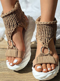 Amozae-Braided Knit O-Ring Platform Sandals