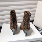 Amozae-Leopard Print Women Ankle Boots Fashion Elegant Dancing Party Prom Shoes High Heel Women's Modern Short Booties-Platform boots