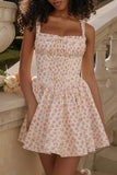 Amozae-nye outfits back to school dress  Natassia White Rosebud Print Cotton Mini Dress