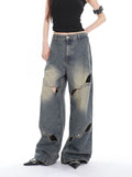 Amozae-Deconstructed Faded Baggy Boyfriend Jeans- Streetwear y2k outfits Fall Outfits Christmas Thanksgiving Gift New Year's Eve