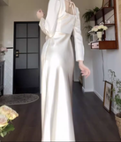 Amozae-dress to impress party dress nye outfits Elegant White Slit Prom Dress Women's Long Sleeve Birthday Dress YM1696