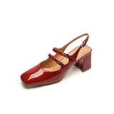 Amozae-2024 New High Heels Solid Split Leather Solid Color Shallow Women Sandals Belt Buckle Party Office Wedding Lolita Ladies Dress