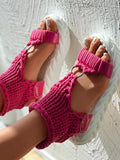 Amozae-Braided Knit O-Ring Platform Sandals