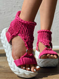 Amozae-Braided Knit O-Ring Platform Sandals