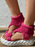 Amozae-Braided Knit O-Ring Platform Sandals