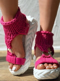 Amozae-Braided Knit O-Ring Platform Sandals