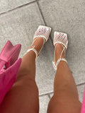 Amozae-Square Toe Mesh Wrap Sandals