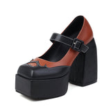 Amozae-back to school outfits Flame Heart Platform Shoes