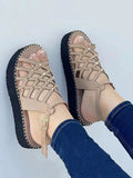 Amozae-Hollow-Out Rivet Flat Sandals