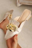 Amozae-Pointed Toe Chain Loafer Slides