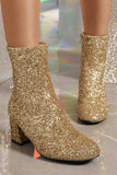 Amozae-Sequined Block Heels Ankle Heels