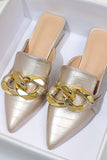 Amozae-Pointed Toe Chain Loafer Slides